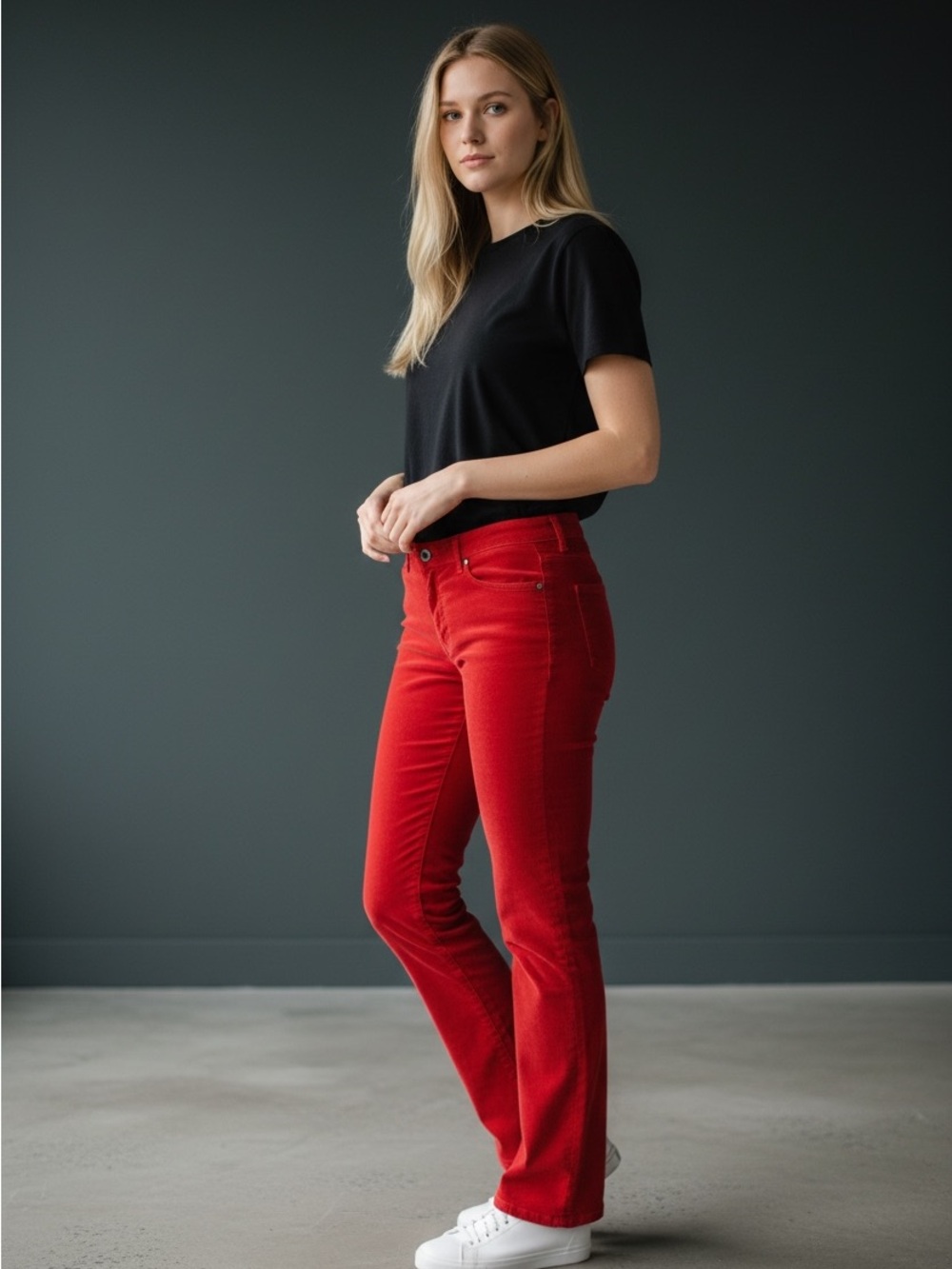 Women’s Red Bootcut Corduroy straight Pants